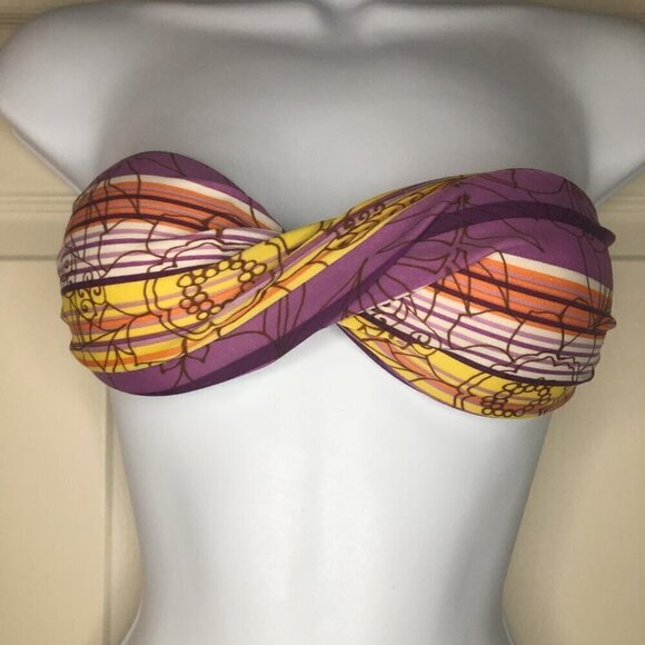 Rio de Sol Purple & Gold Floral Brazilian Bikini XS - Picture 2 of 11